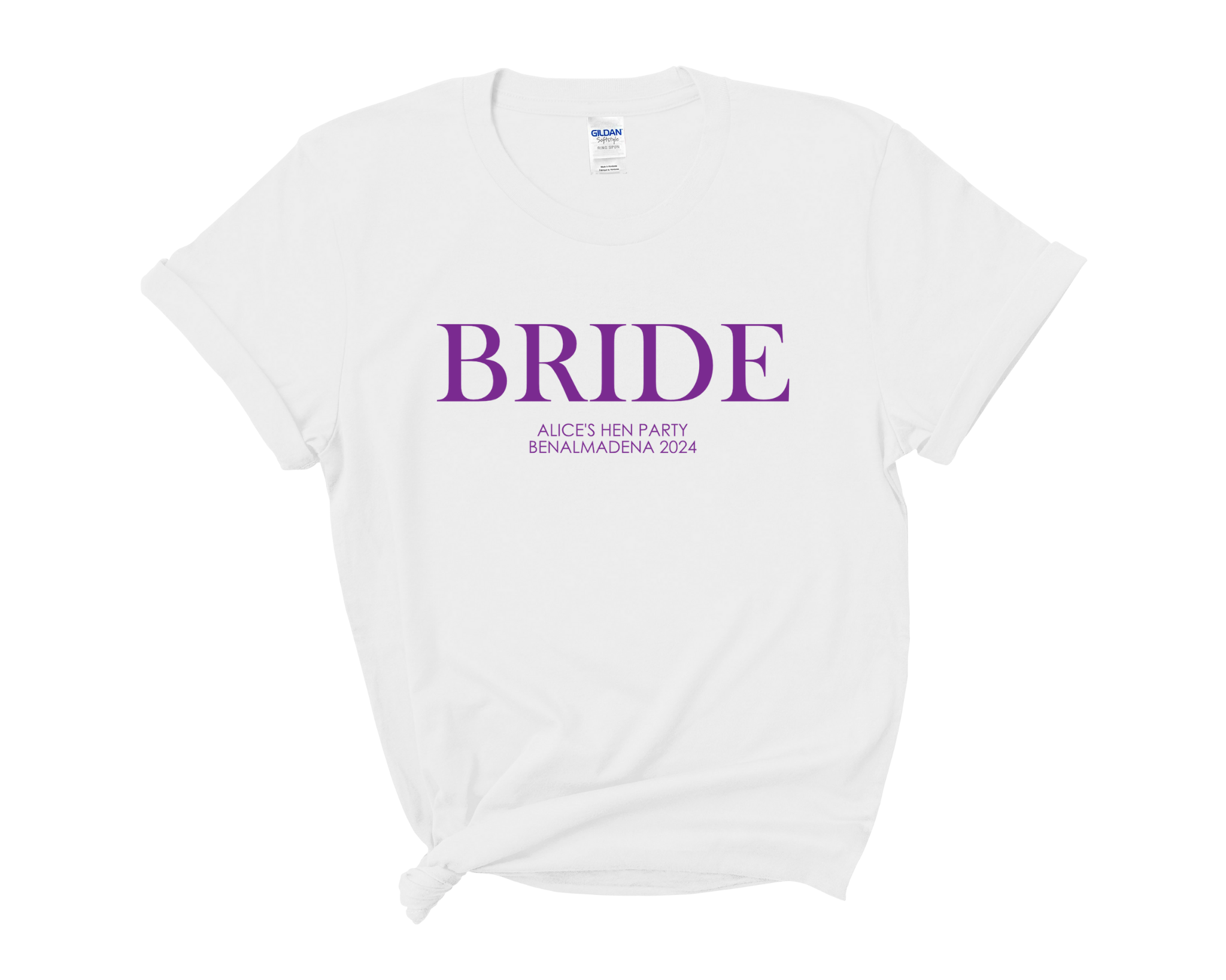 Custom Personalised Hen Party T shirts Bridal Role Purple