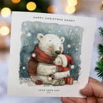 Load image into Gallery viewer, Personalised Polar Bear Daddy Christmas Card From Child Children
