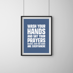 Load image into Gallery viewer, Wash Your Hands And Say Your Prayers Funny Bathroom Art Print
