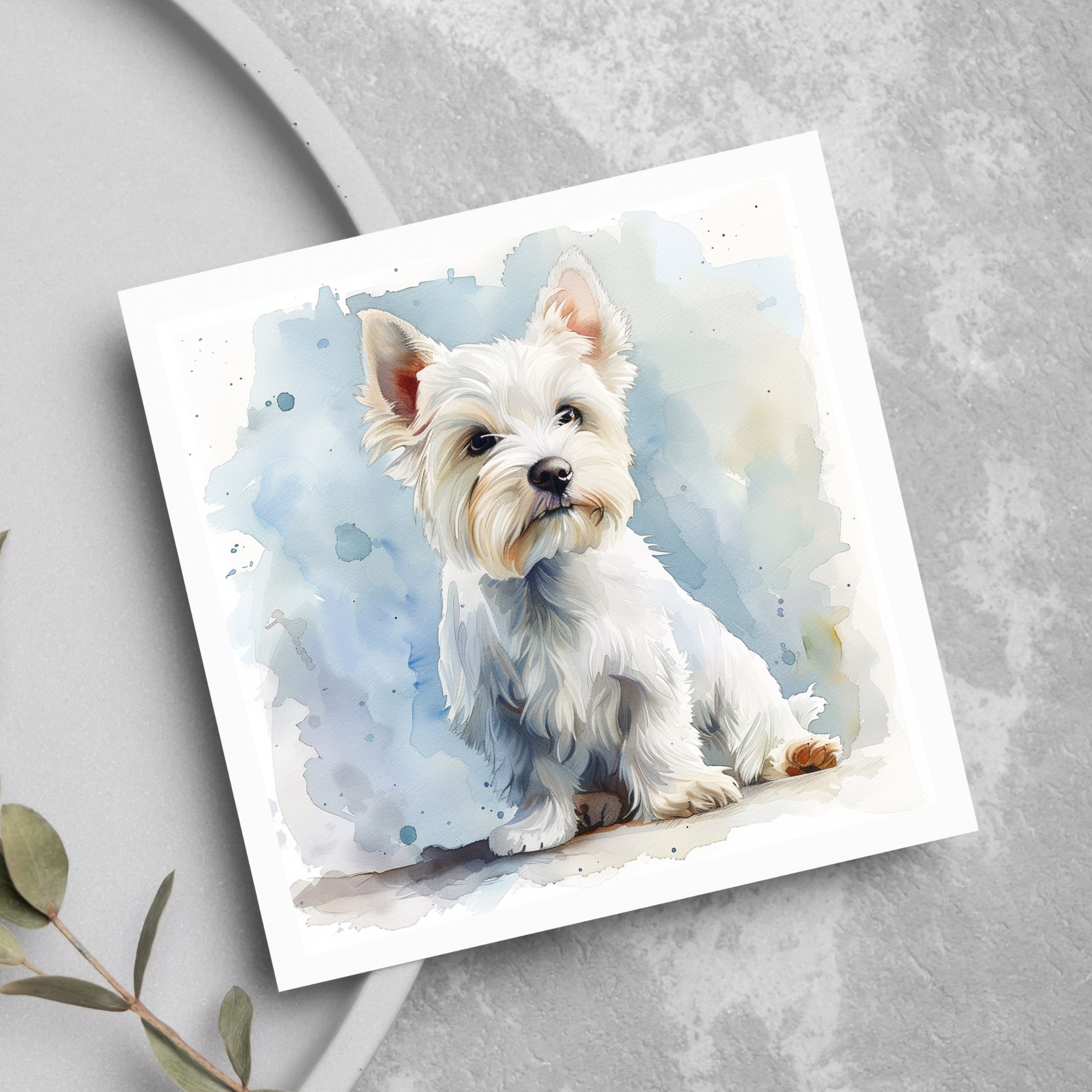 Westie Dog West Highland Terrier Pet Lover Watercolour Style Greeting Card