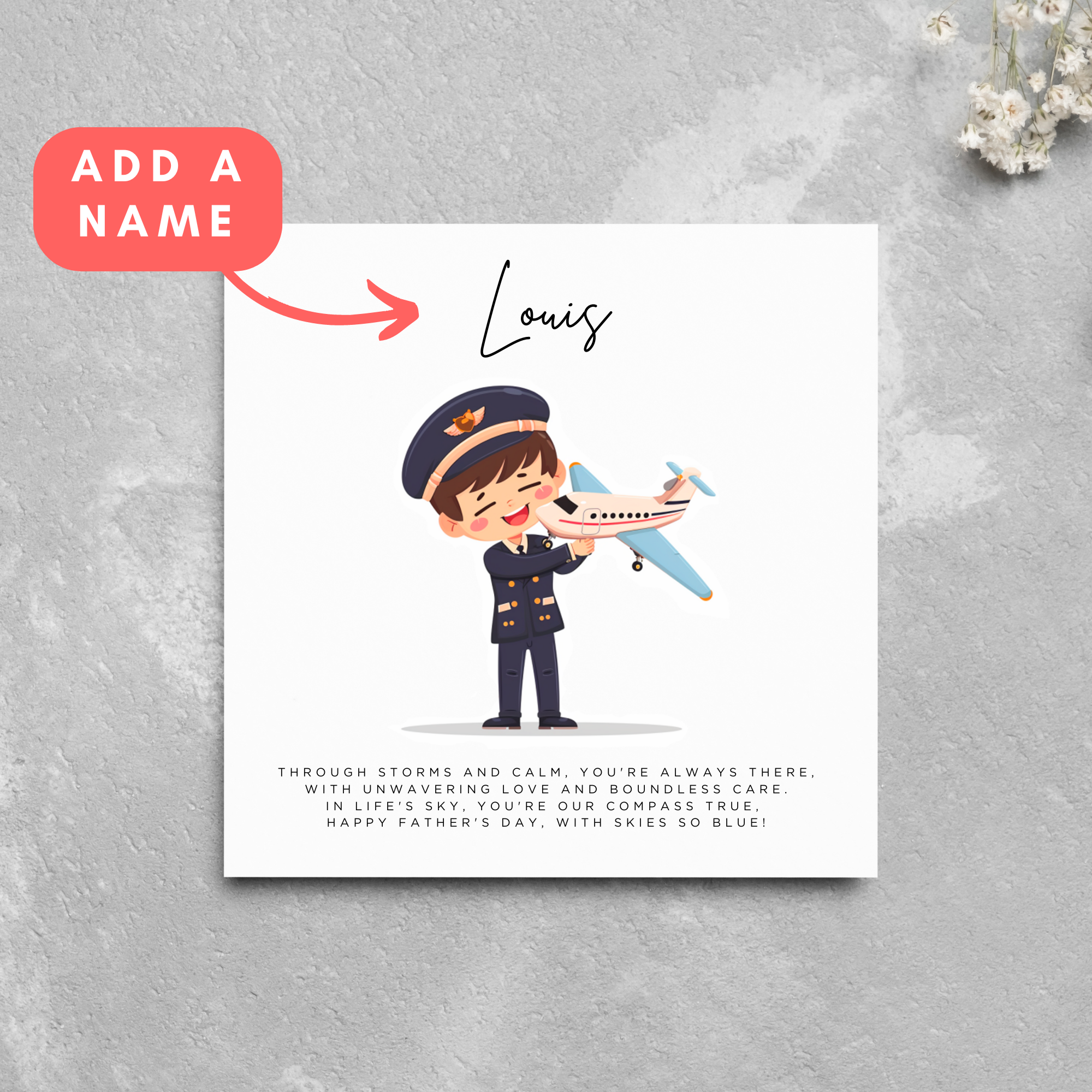 Personalised Pilot Name Father's Day Card