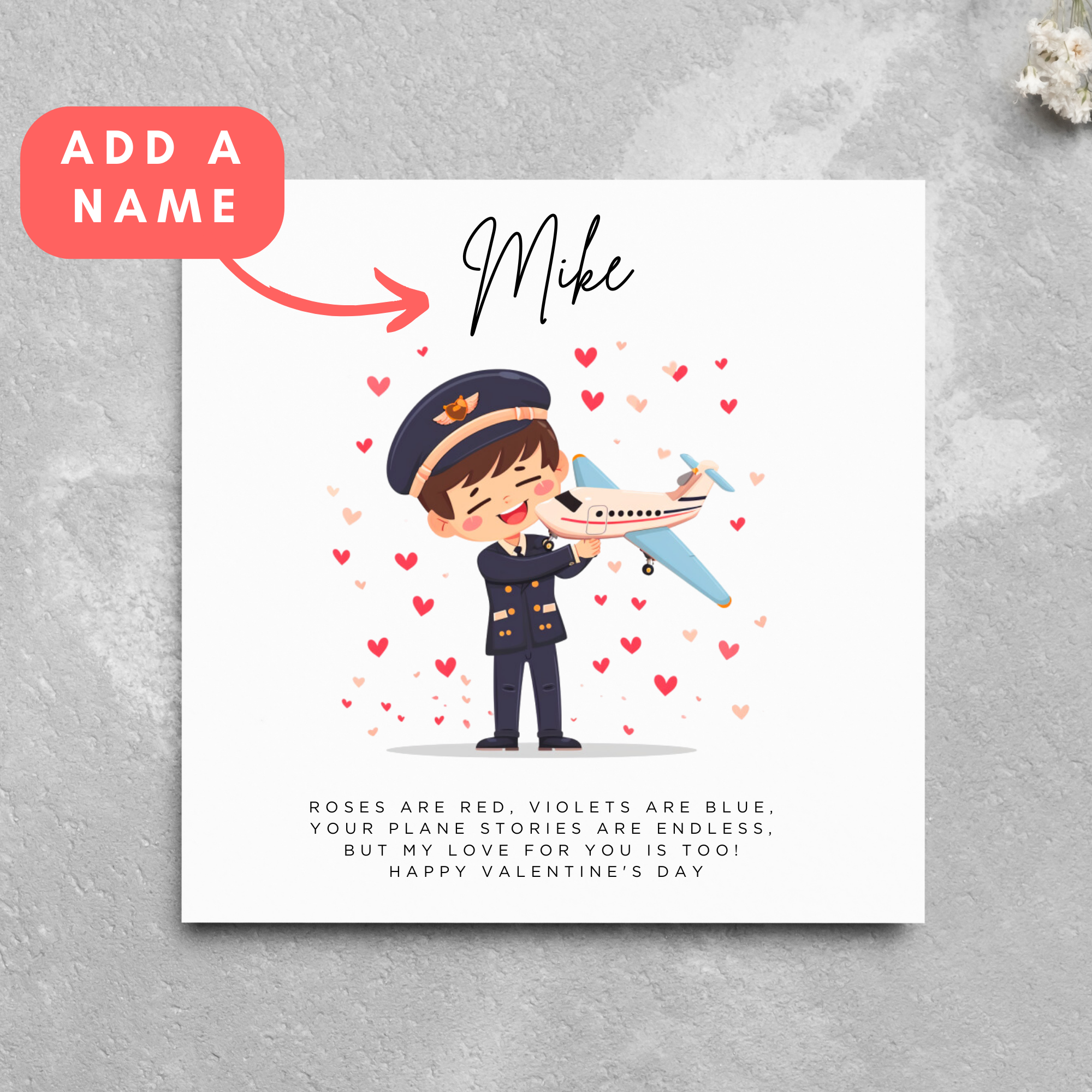 Personalised Pilot Planespotter Airline Valentine's Day Card