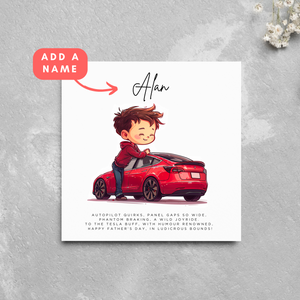 Personalised Tesla Owner Name Father's Day Card