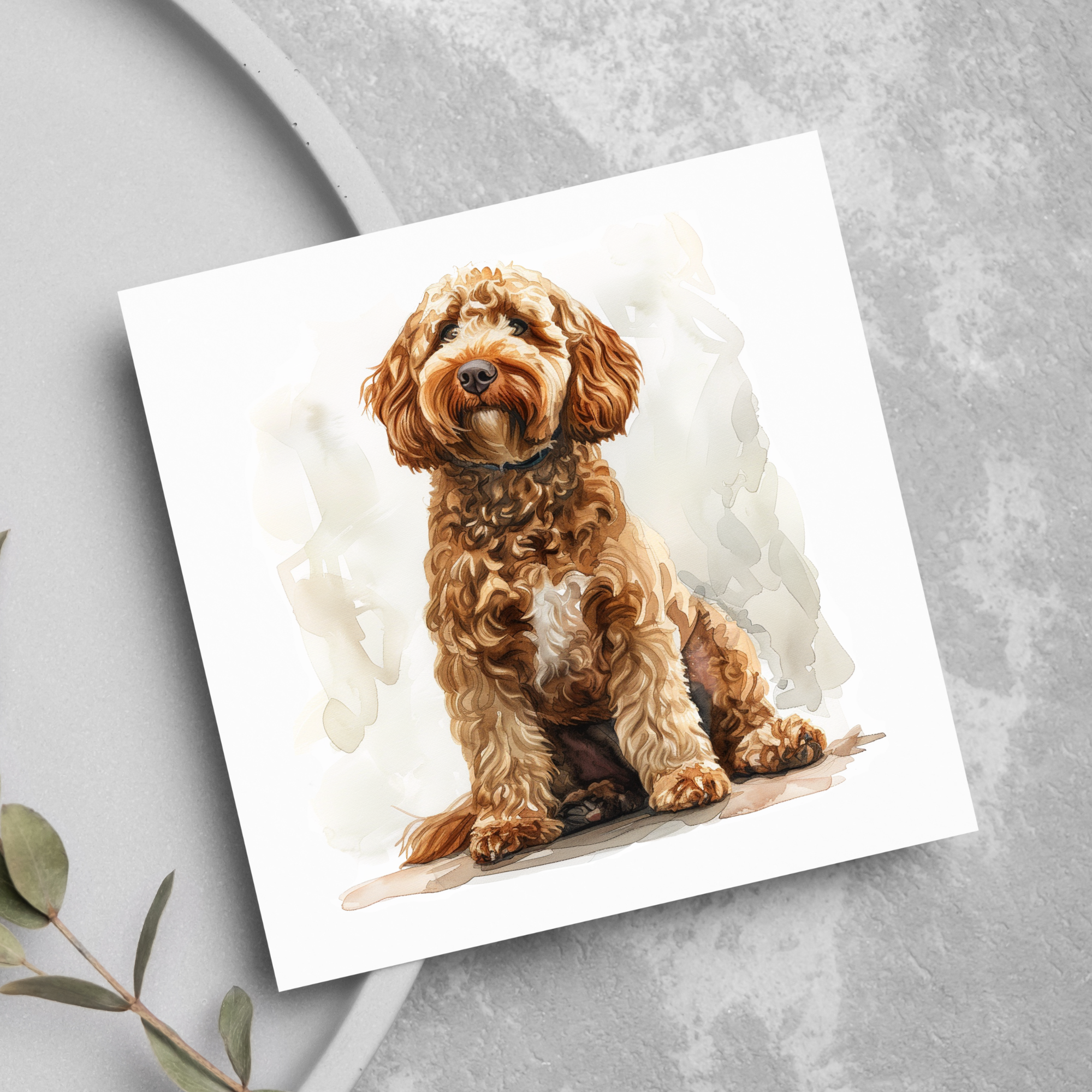 Labradoodle Dog Pet Lover Watercolour Style Greeting Card