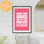 Load image into Gallery viewer, Wash Your Hands And Say Your Prayers Funny Bathroom Art Print
