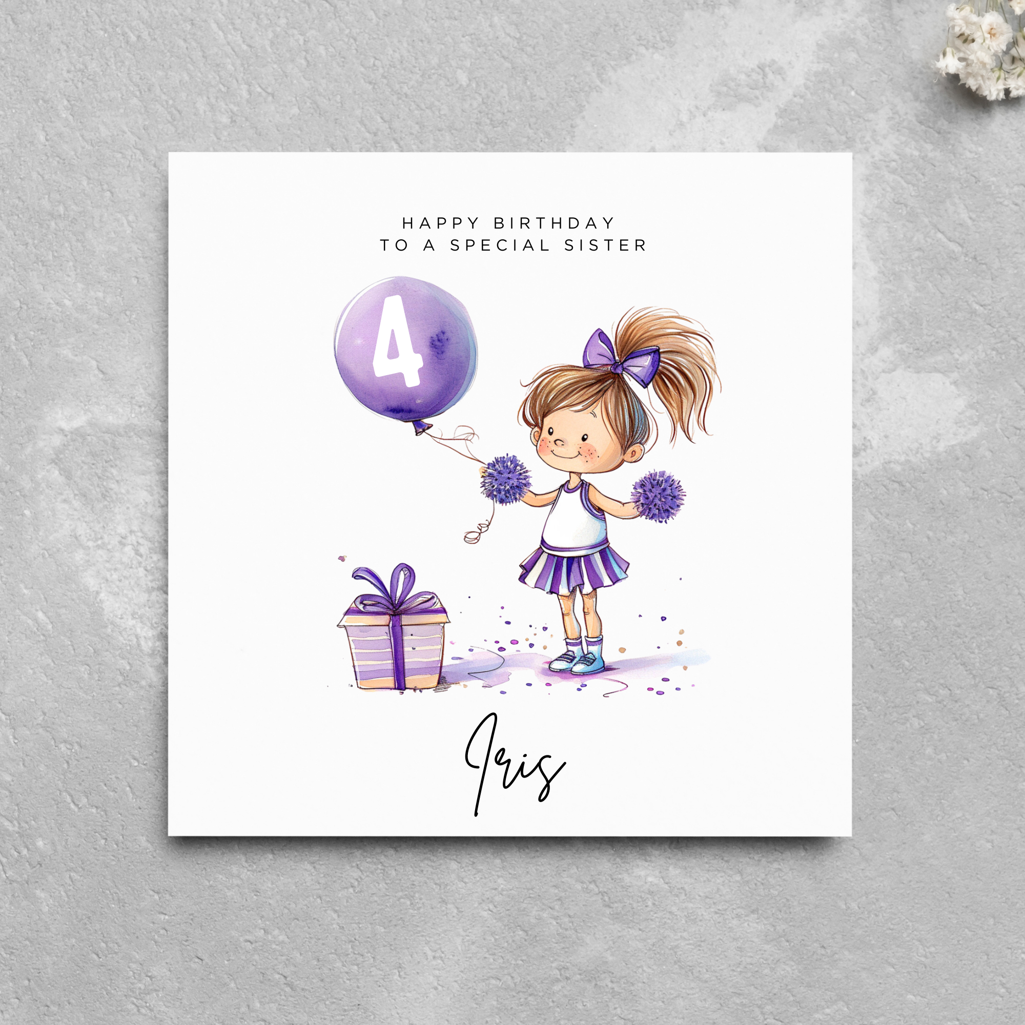 Personalised Name Cheerleader Birthday Card Greeting Card