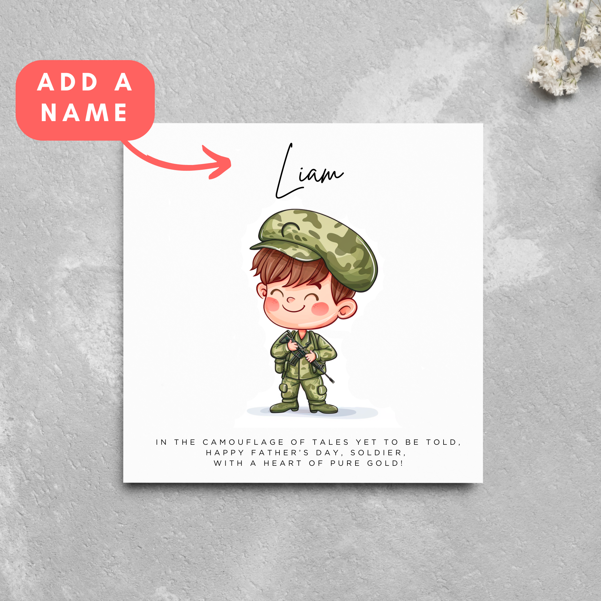 Personalised Soldier Name Father's Day Card