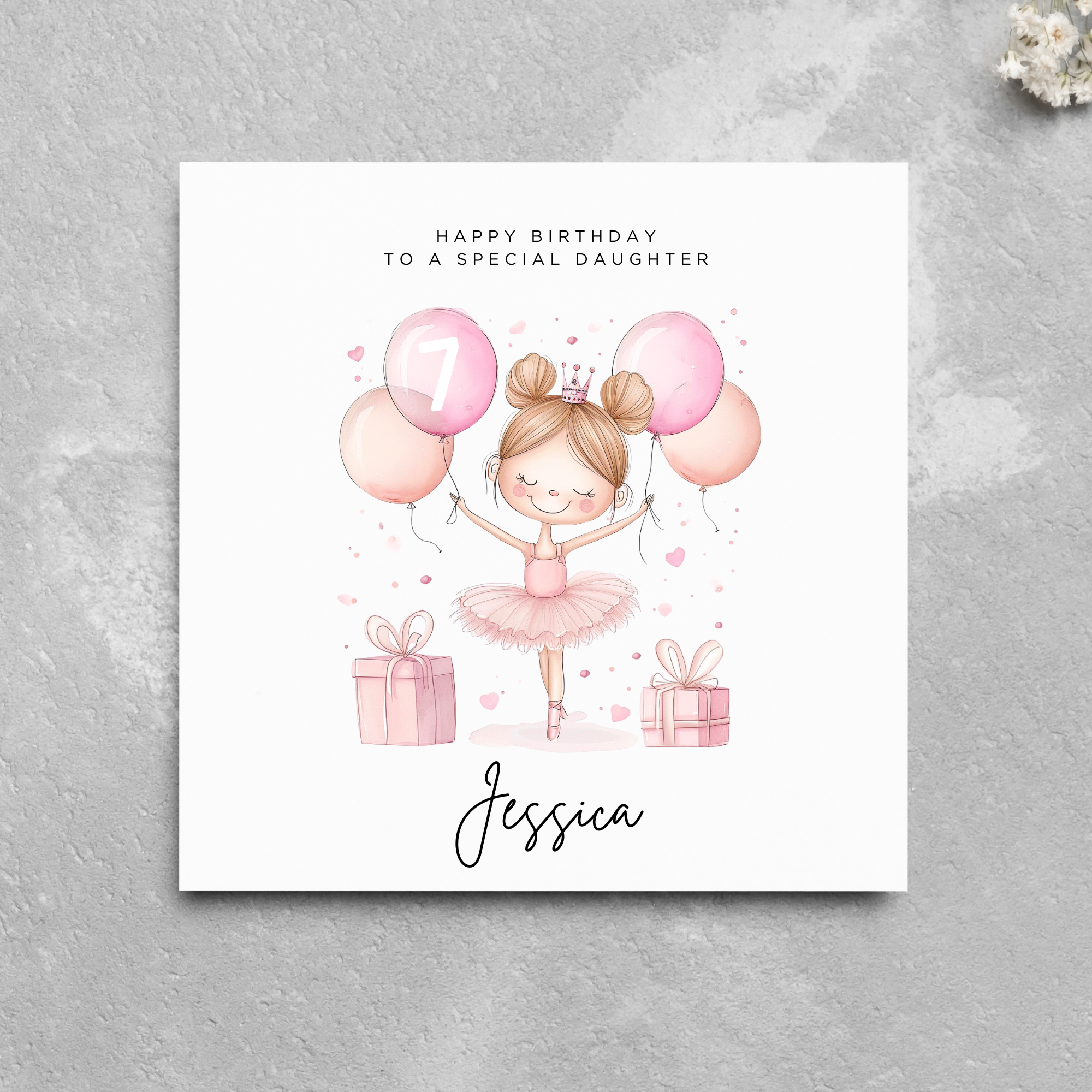 Personalised Name Ballerina Birthday Card Greeting Card 2