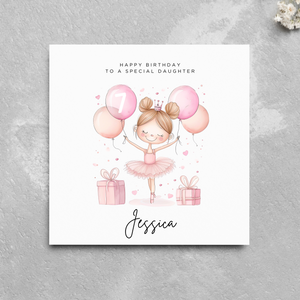 Personalised Name Ballerina Birthday Card Greeting Card 2