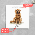 Load image into Gallery viewer, Personalised Golden Retriever Recipient Name Birthday Greeting Card
