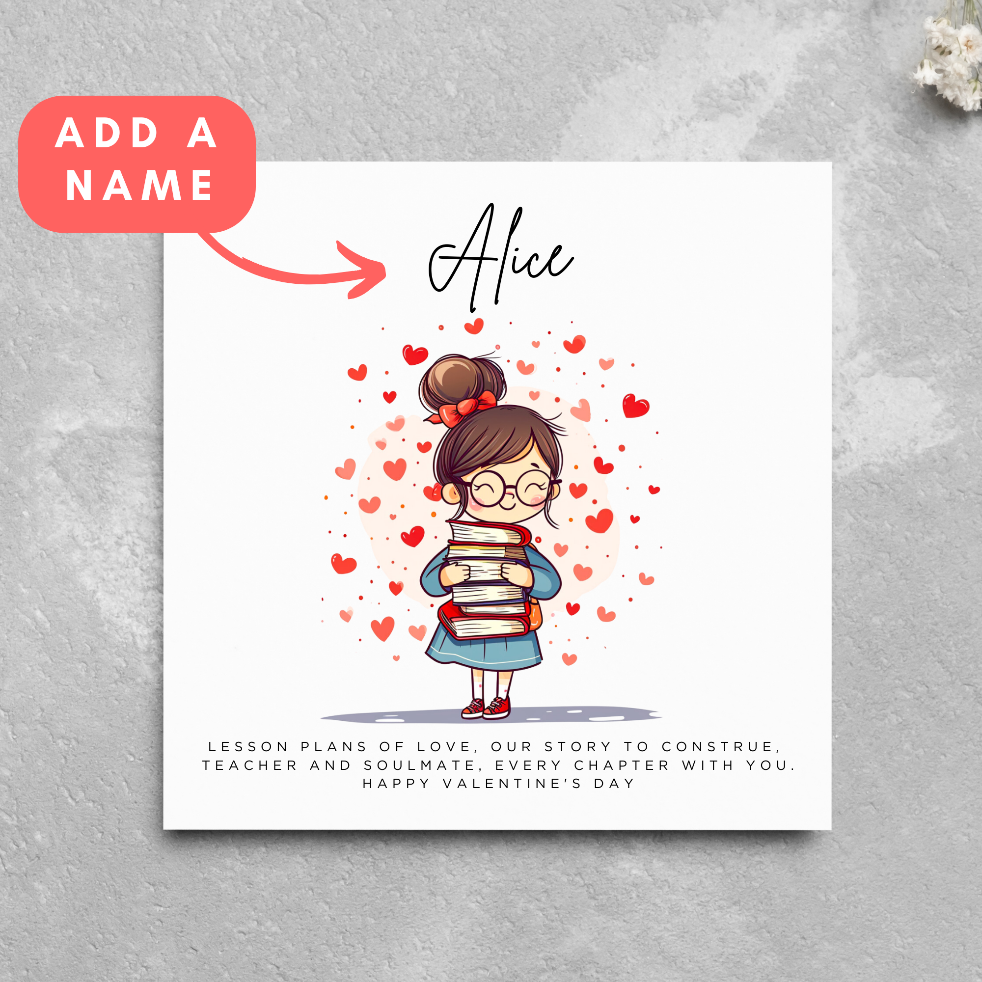 Personalised Teacher Valentine's Day Card