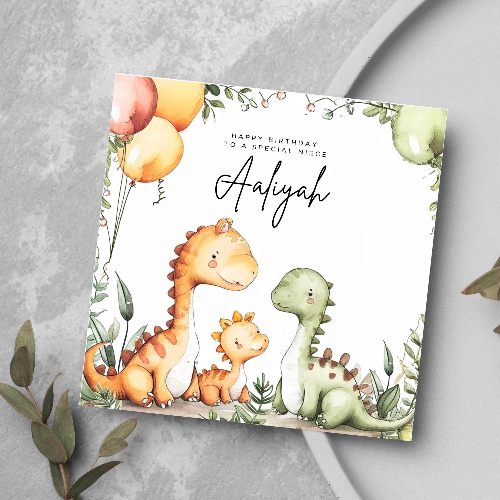 Personalised Name Dinosaur Birthday Card Greeting Card 2