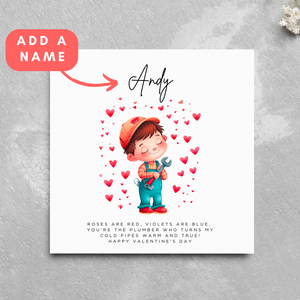 Personalised Plumber Name Valentine's Day Card