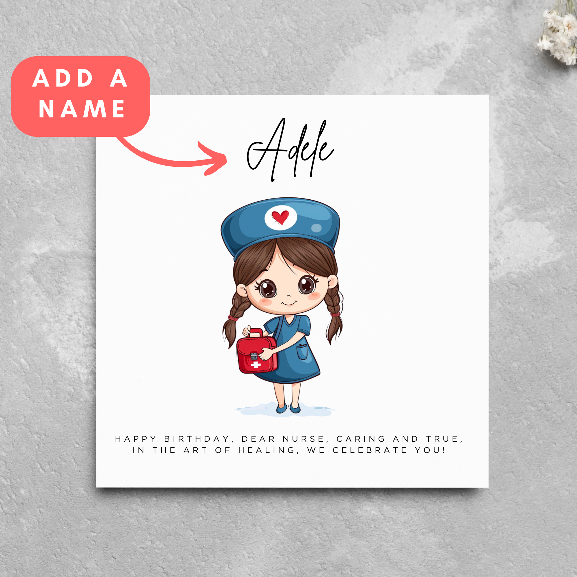 Personalised Nurse Name Birthday Card