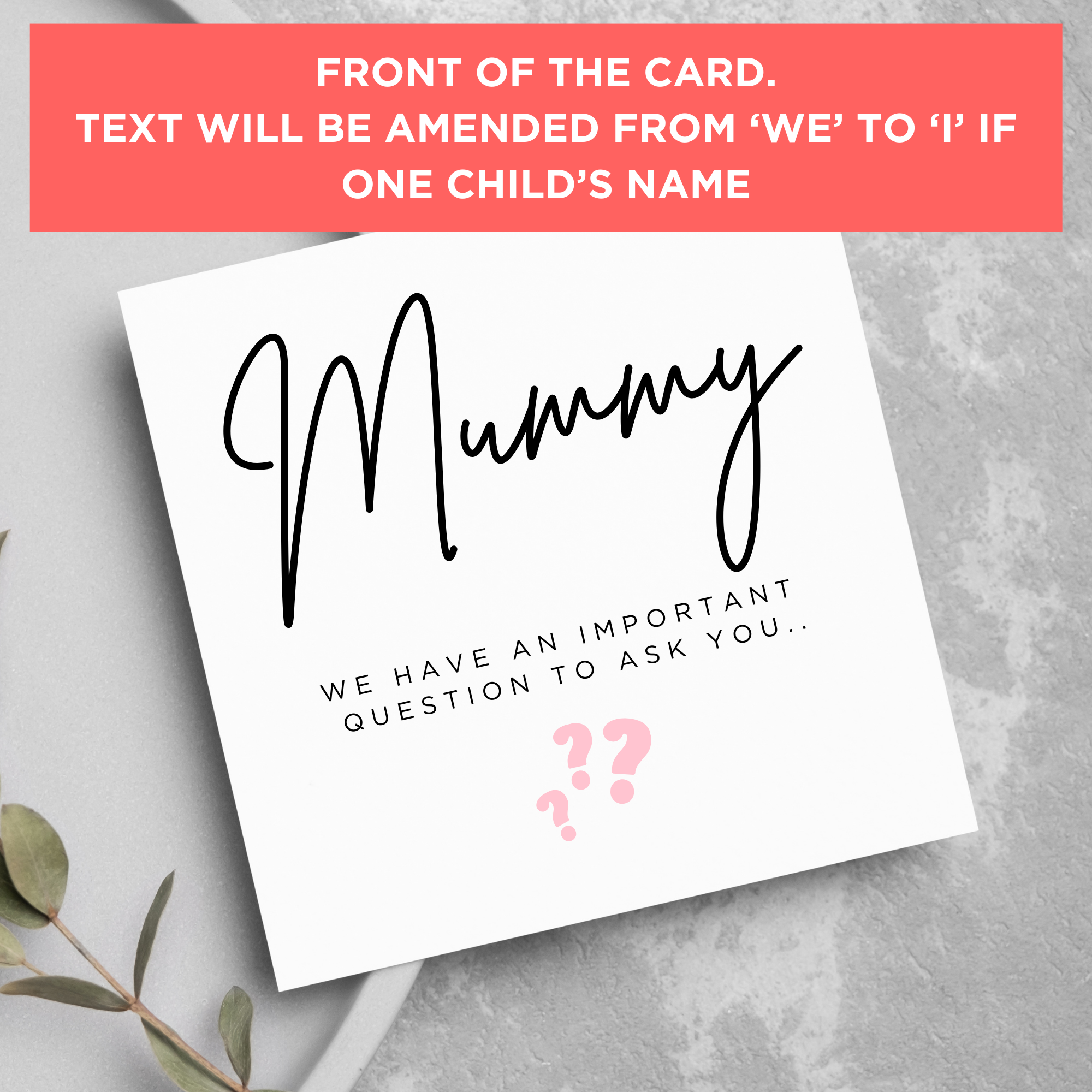 Mummy Will You Marry Daddy? Wedding Marriage Proposal Card From Children