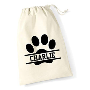 Personalised Dog Name Cotton Drawstring Treat Bag