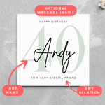 Load image into Gallery viewer, Personalised 40th Birthday Card Name Card
