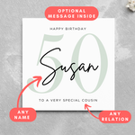 Load image into Gallery viewer, Personalised 50th Birthday Card Name Card
