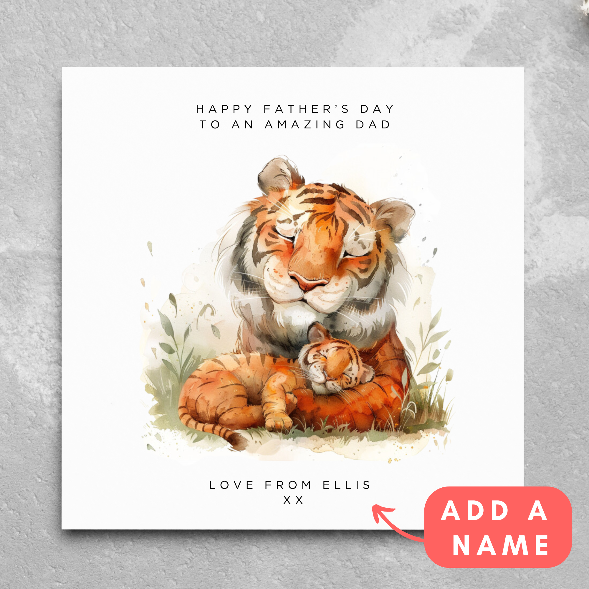 Personalised Father's Day Card Name Tiger