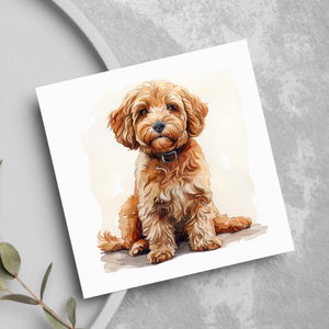 Cockapoo Pet Lover Watercolour Style Greeting Card