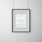 Load image into Gallery viewer, Wash Your Hands And Say Your Prayers Funny Bathroom Art Print
