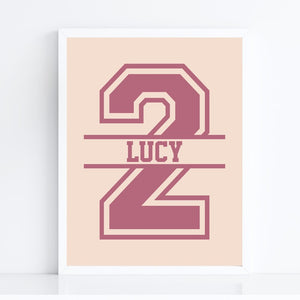 2nd Birthday Personalised Name Birthday Art Print