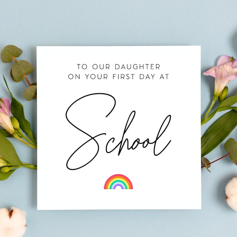 Daughter 1st Day At School Good Luck Greeting Card