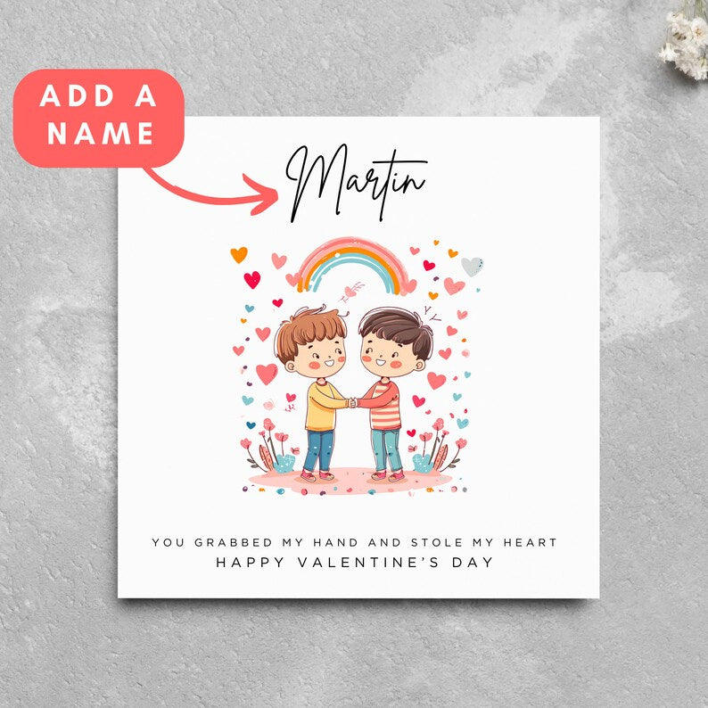 Personalised Cute Couple Male Same Sex Valentine's Day Card