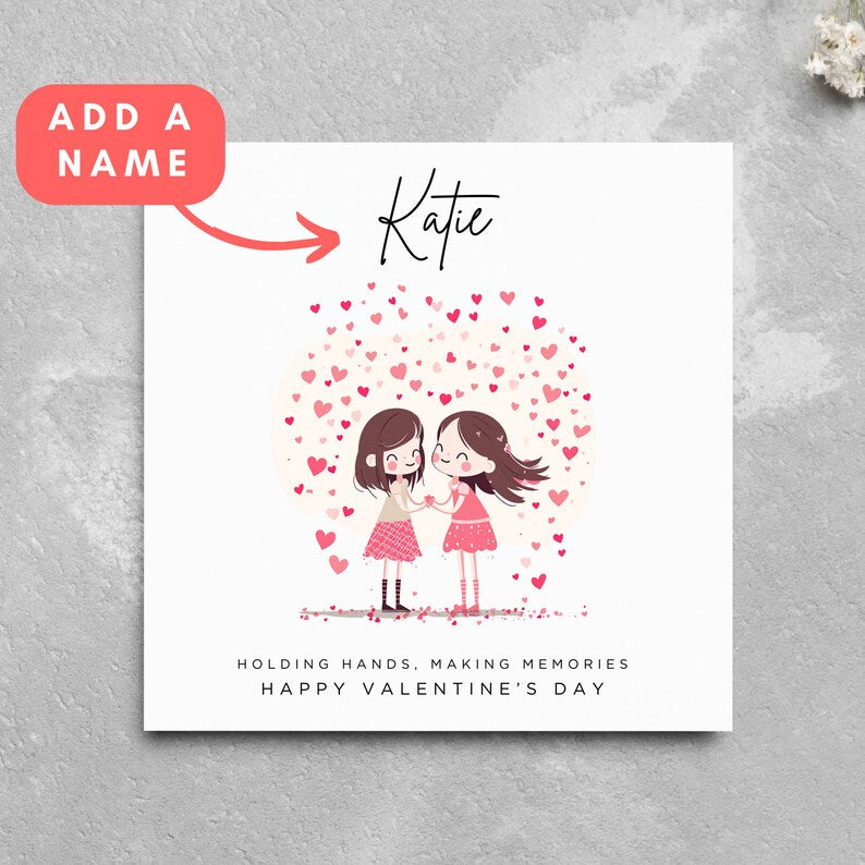 Personalised Cute Couple Female Same Sex Valentine's Day Card