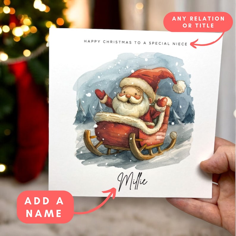 Personalised Santa Christmas Card Greeting Card