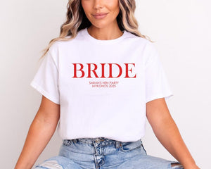 Custom Personalised Hen Party T shirts Team Bride Bride Tribe Squad Light Pink