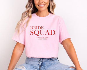 Custom Personalised Hen Party T shirts Team Bride Bride Tribe Squad Light Pink