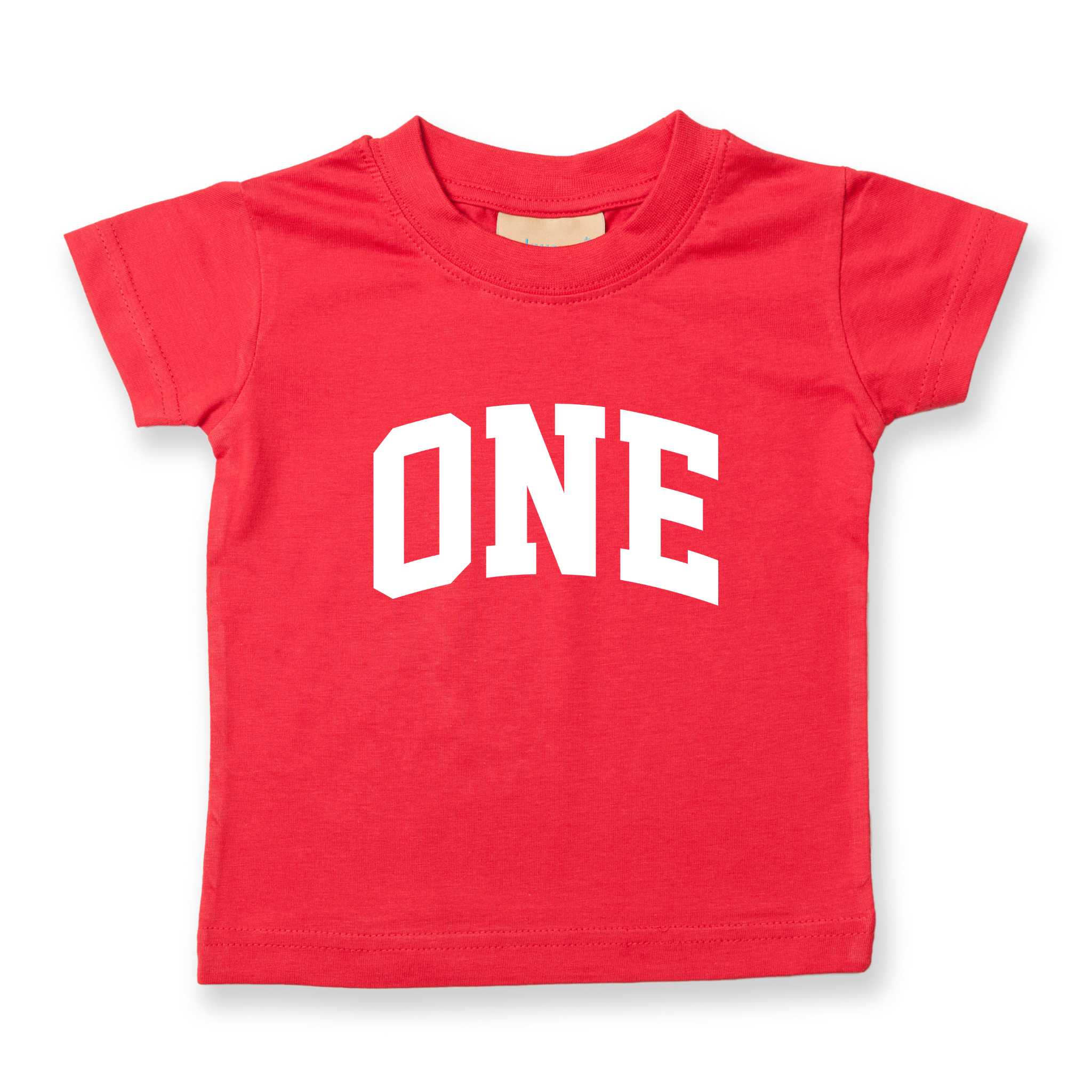 One 1st Birthday Kids Varsity Arc Text T-shirt