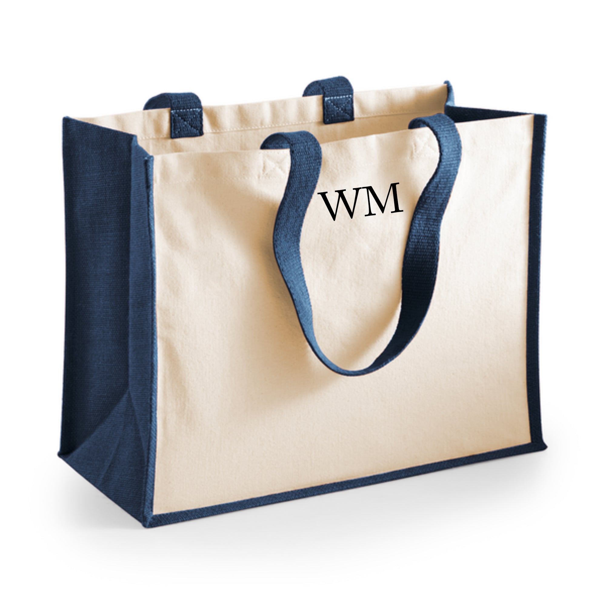 Personalised Small Initial Monogram Large Jute Tote Bag