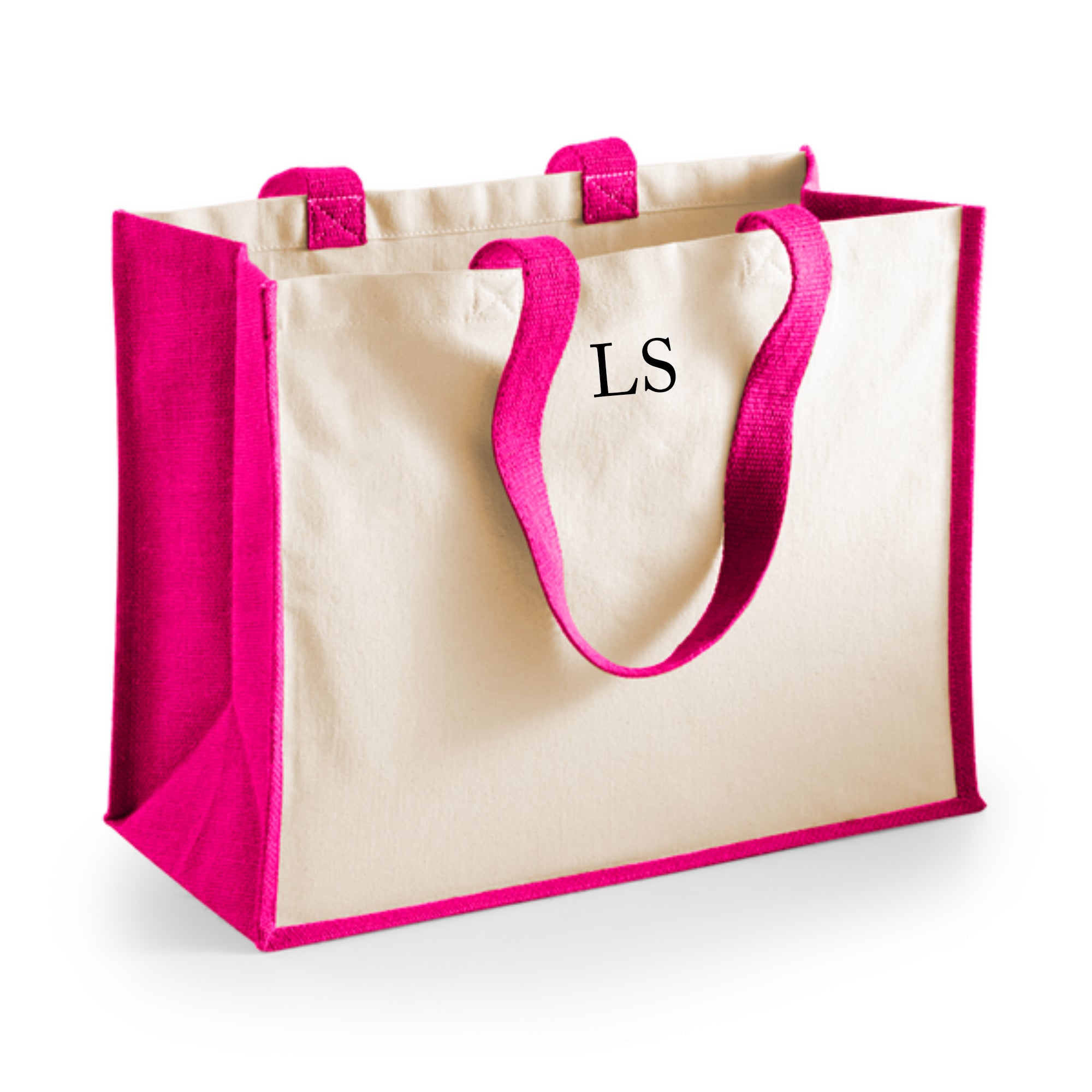 Personalised Small Initial Monogram Large Jute Tote Bag