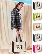 Load image into Gallery viewer, Personalised Initial Monogram Large Jute Tote Bag
