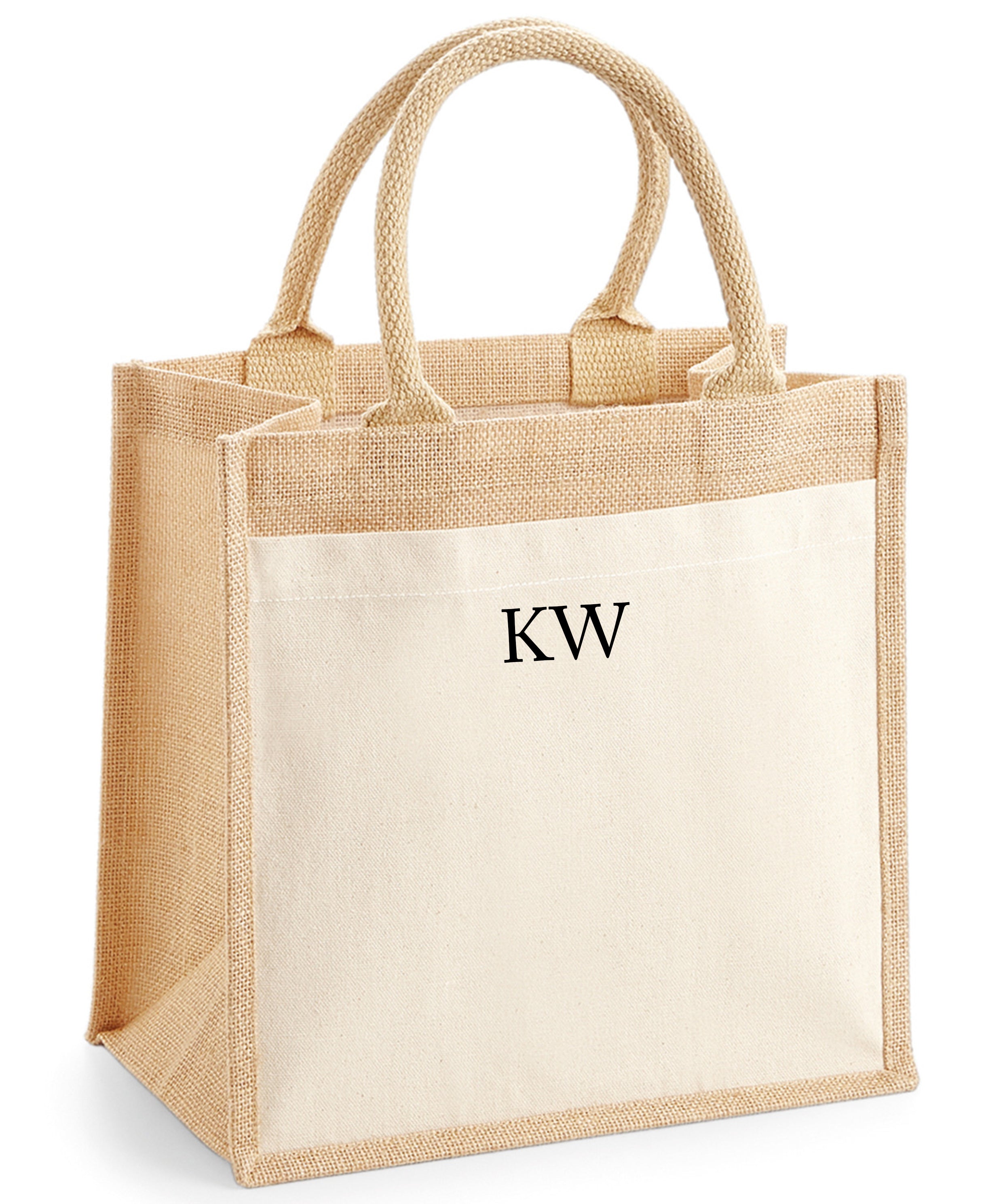 Personalised Initial Small Monogram Cotton Pocket Jute Tote Bag