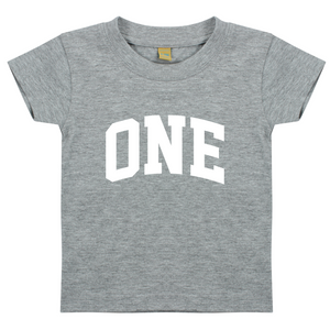 One 1st Birthday Kids Varsity Arc Text T-shirt