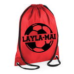 Load image into Gallery viewer, Personalised Name Drawstring Football Bag SPLIT Design
