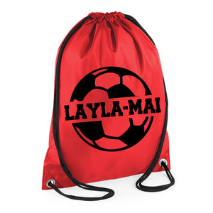 Personalised Name Drawstring Football Bag SPLIT Design