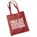 Load image into Gallery viewer, Girls Just Wanna Have Fundamental Human Rights Lightweight Cotton Tote Bag
