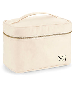 Personalised Initial Small Monogram Cotton Canvas Vanity Bag Case