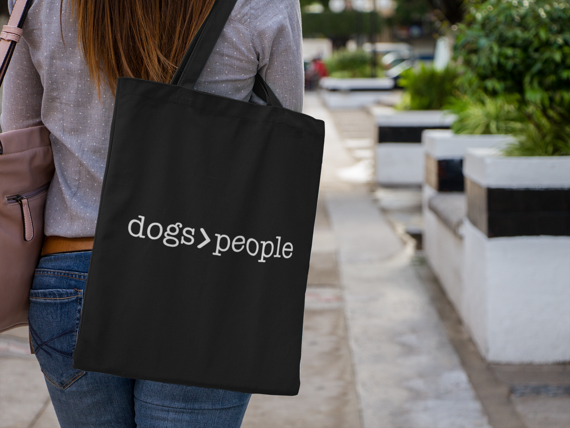 Dogs>People Lightweight Cotton Tote Bag