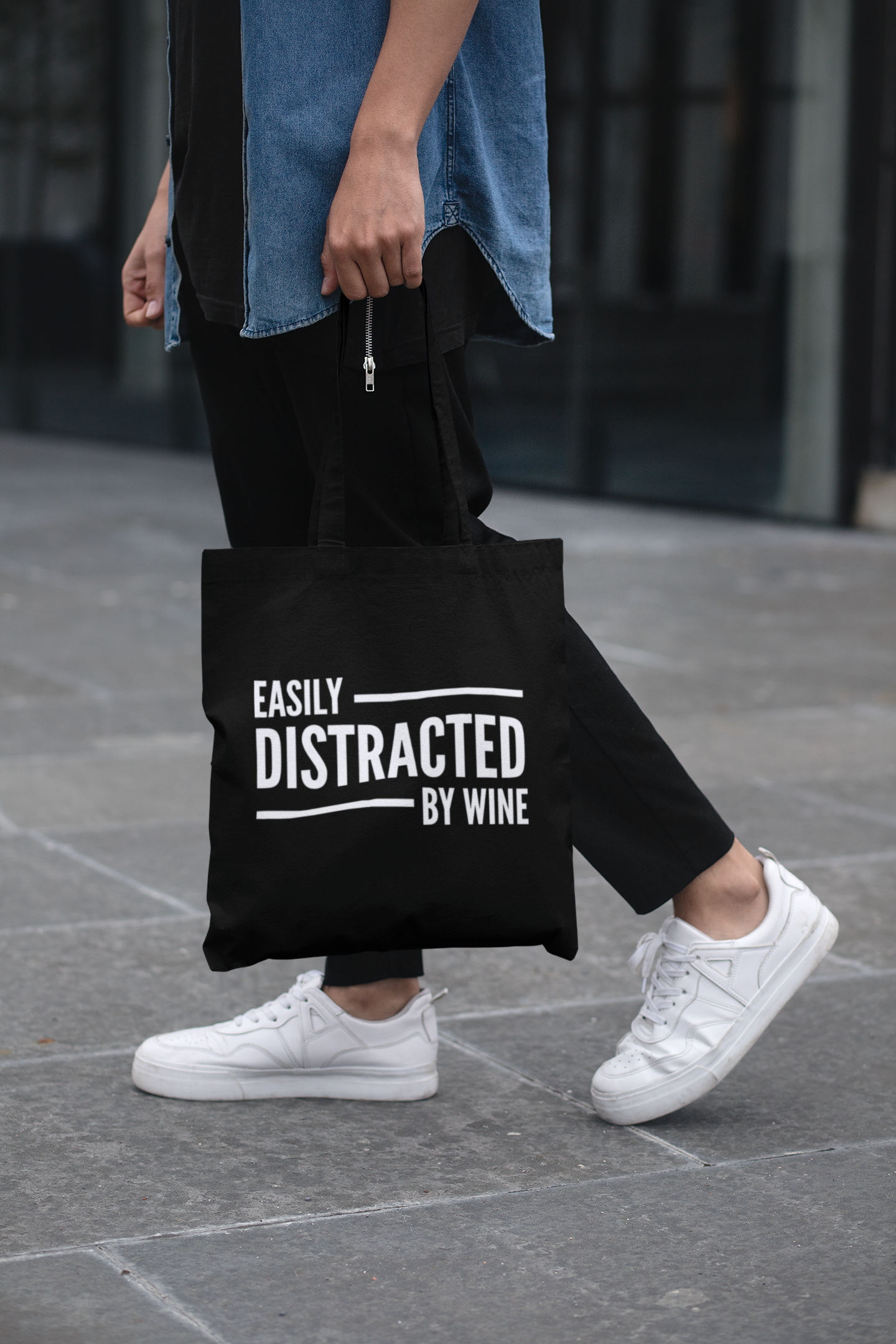 Easily Distracted By Wine Lightweight Tote Bag