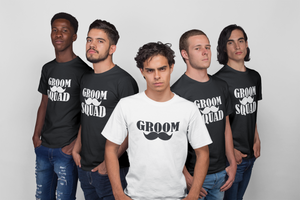 Groom & Squad Best Man Stag Party Matching T-shirt Moustache