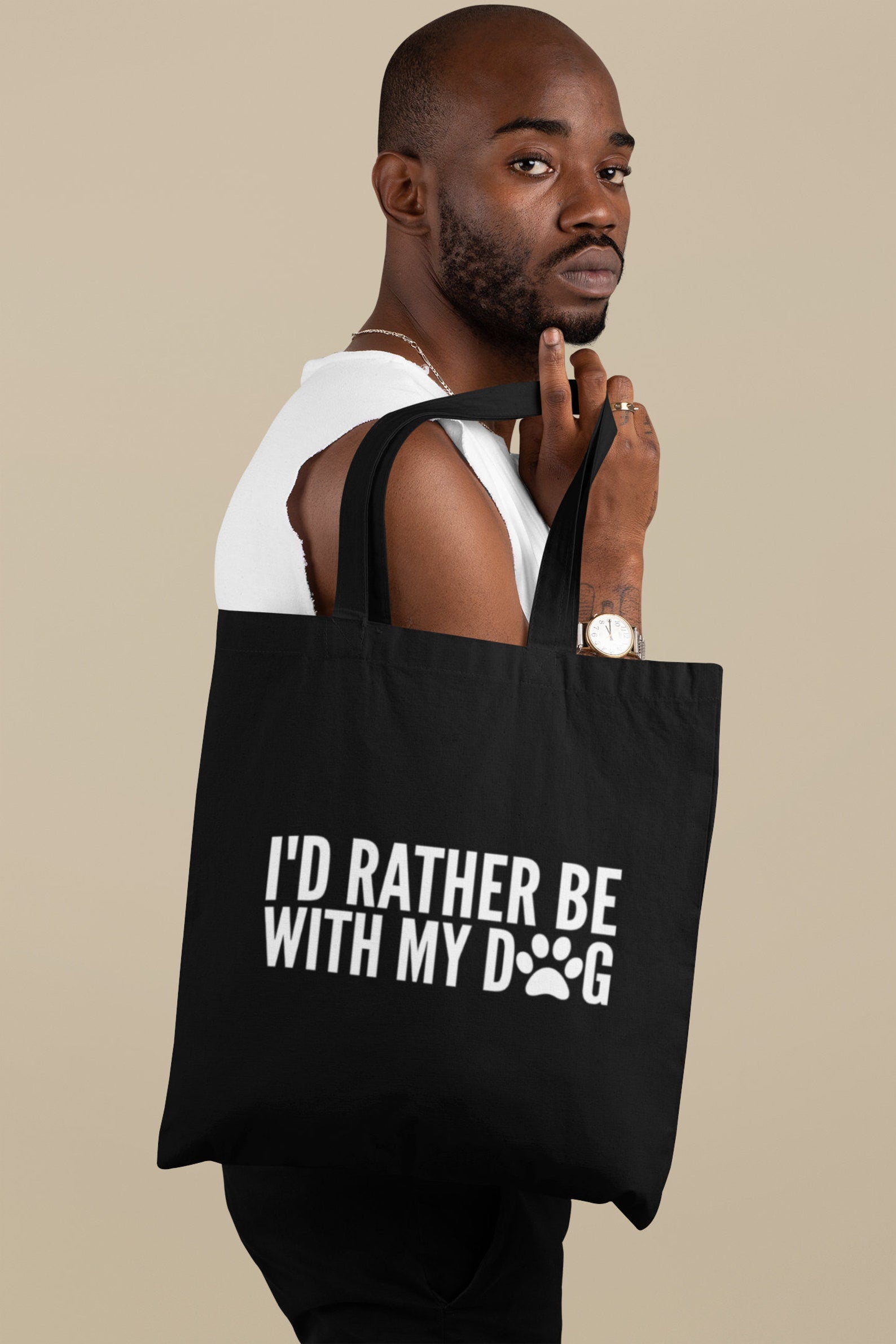 I'd Rather Be With My Dog Lightweight Cotton Tote Bag