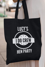 Load image into Gallery viewer, Personalised Hen Party I Do Crew Black Lightweight Tote Bag
