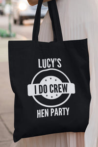 Personalised Hen Party I Do Crew Black Lightweight Tote Bag