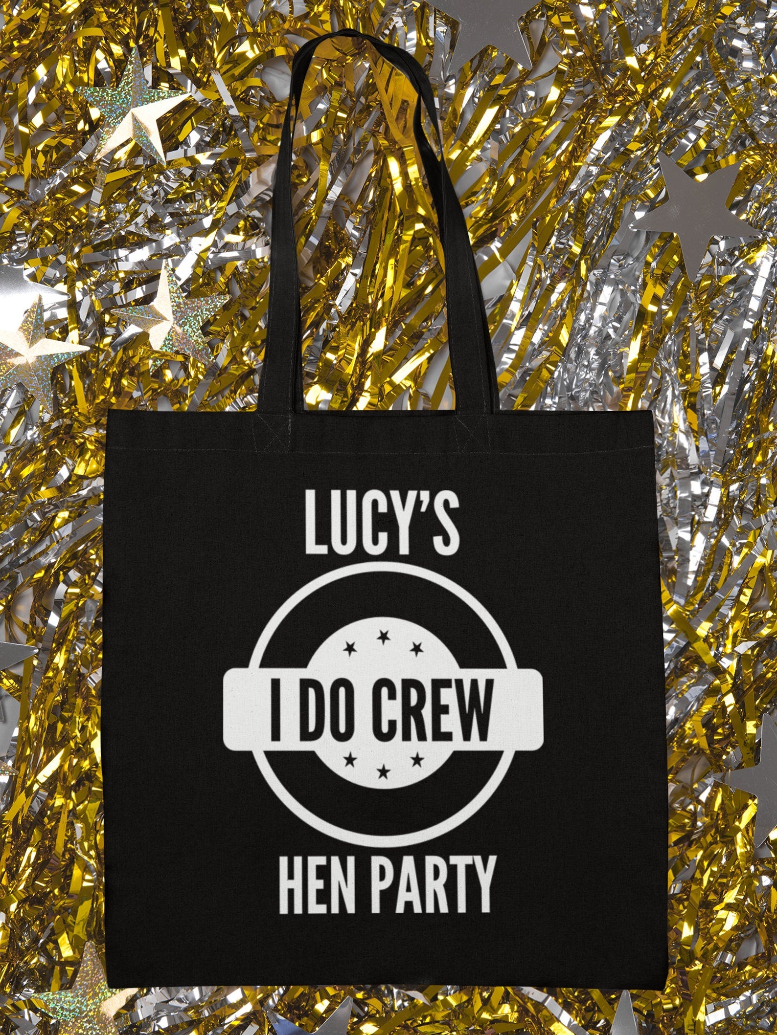 Personalised Hen Party I Do Crew Black Lightweight Tote Bag