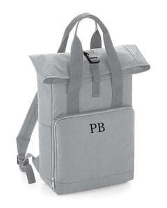 Personalised Initial Monogram Twin Handle Roll-Top Backpack